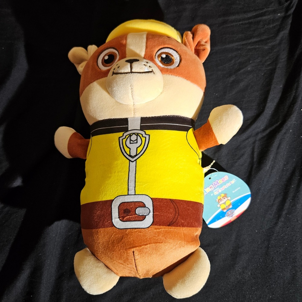 Squishmallows Hug Mees Paw Patrol Rubble Plush 10 Inch Yellow Construction Dog